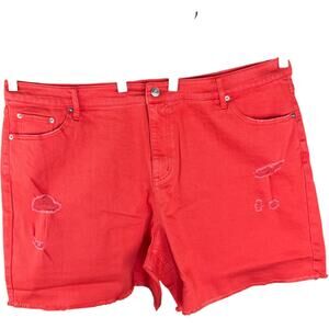 Candace Cameron Bure Cherry Distressed Jean Shorts 20W Petite Cotton Blend